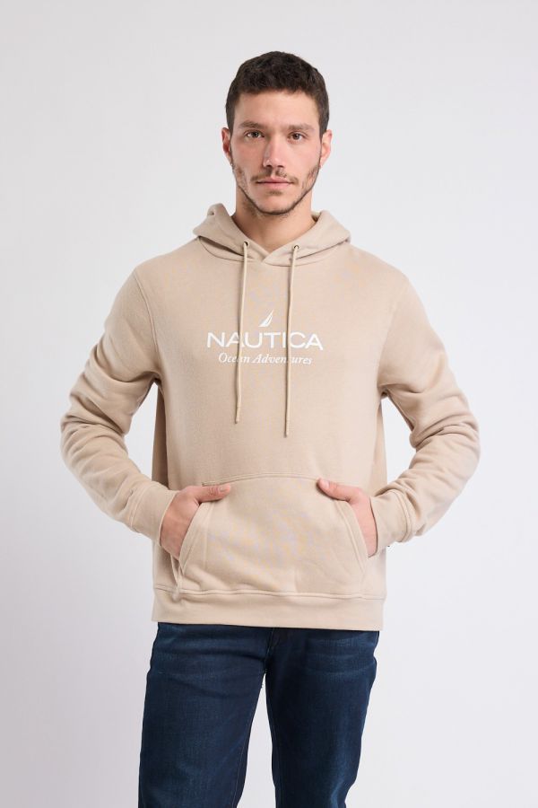 סווטשירט Nautica לגברים עם לוגו וקפוצ’ון