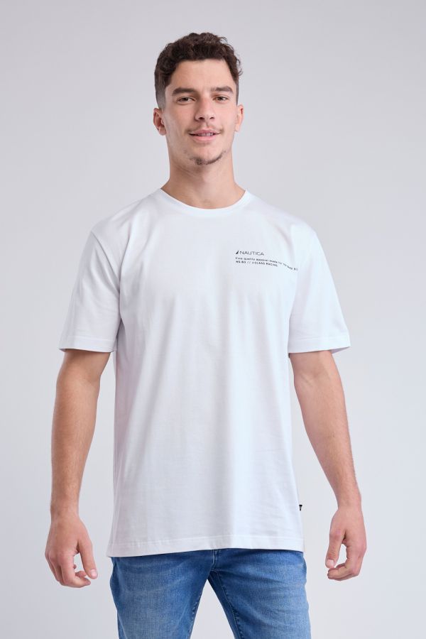 טי שירט עם שרוולים קצרים ולוגו Nautica לגברים