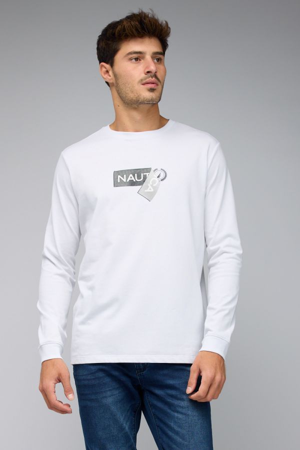 טי שירט ארוכה עם הדפס Nautica לגברים