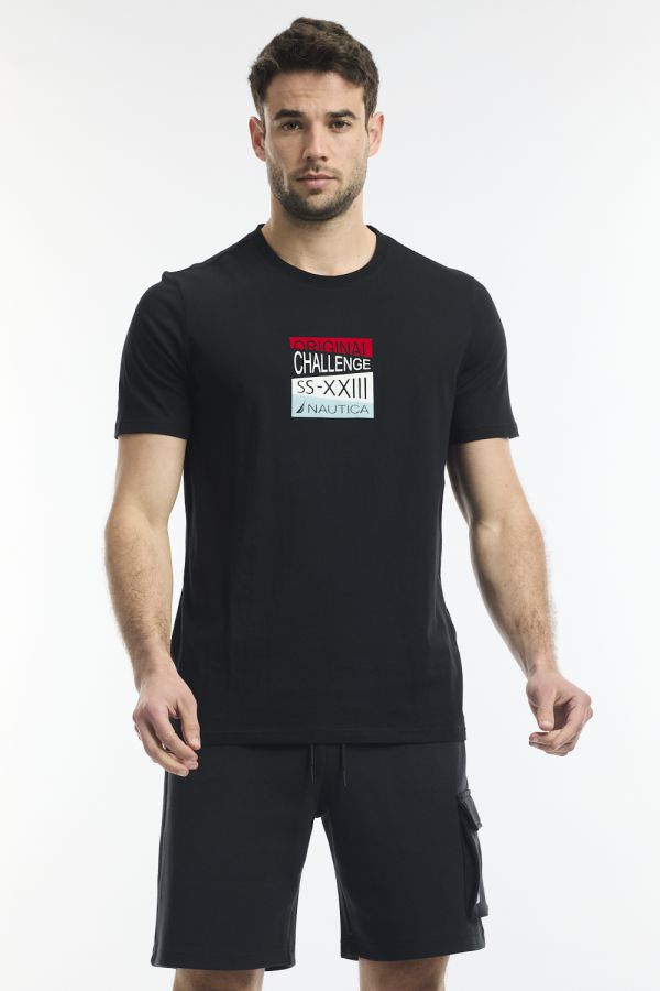 טי שירט צווארון עגול עם לוגו צ’לנג’