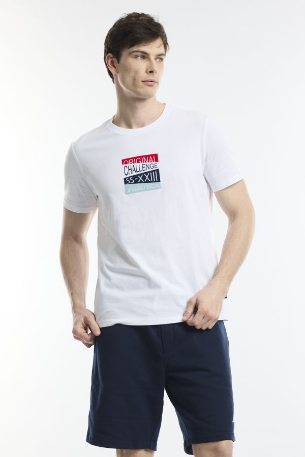 טי שירט צווארון עגול עם לוגו צ’לנג’