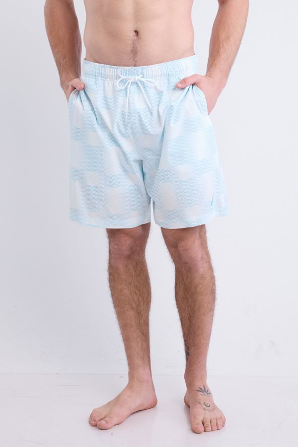 מכנסי בגד ים Nautica לגברים עם דוגמא ולוגו רקום