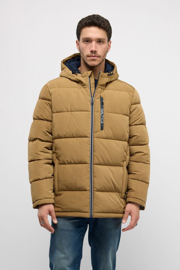 מעיל פוך Nautica עם קפוצ’ון לגברים