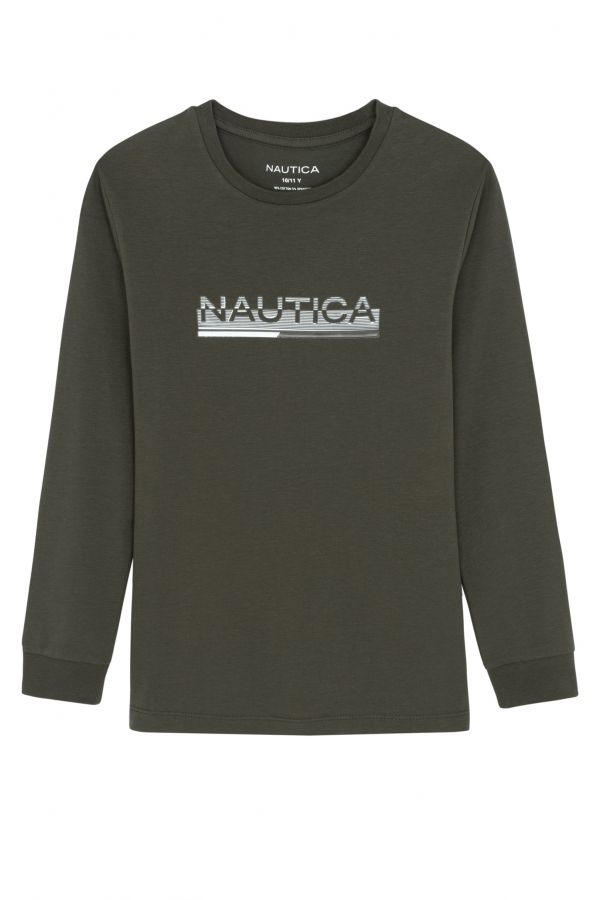 טי שירט עם לוגו נאוטיקה פסים לילדים (2-14)