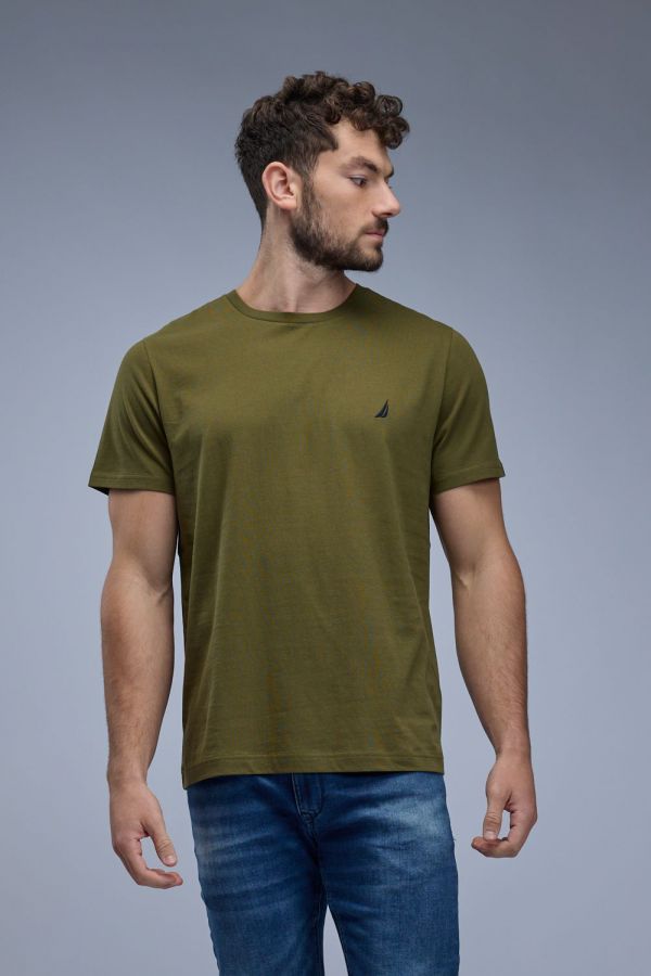 טי שירט קצרה עם לוגו Nautica רקום לגברים