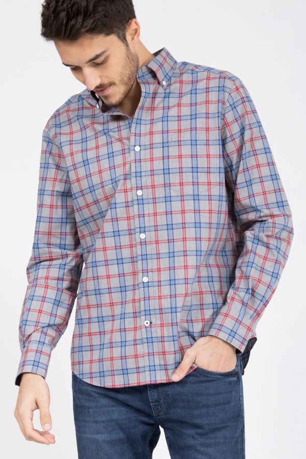 חולצת כפתורים משובצת CLASSIC FIT סטרץ’
