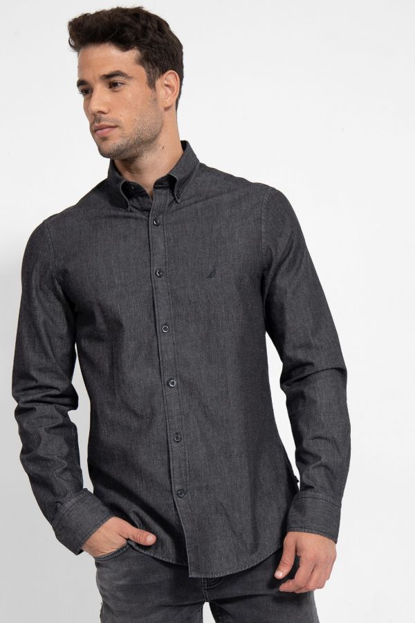 חולצה מכופתרת במראה ג’ינס