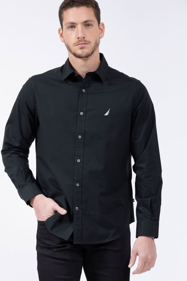 חולצה מכופתרת CLASSIC FIT סטרץ עם רקמת לוגו